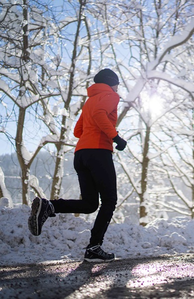 person running in winter