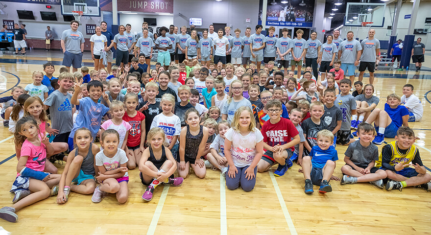 Image of a group of youth athletes during the 2023 Legends for Kids Basketball Clinic