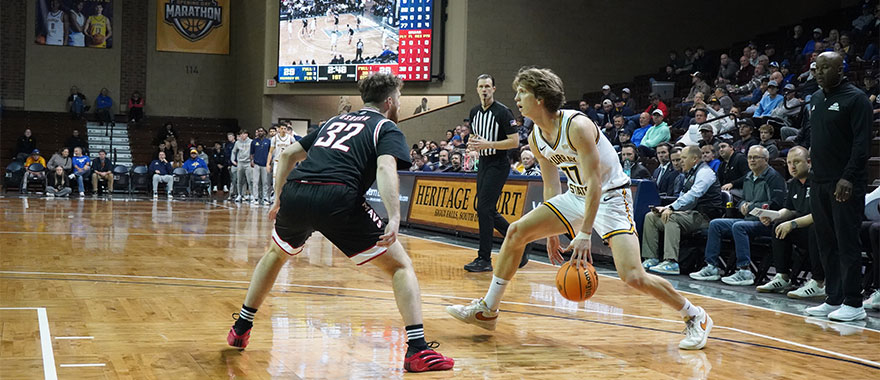 Two men's basketball players playing at the Sanford Pentagon