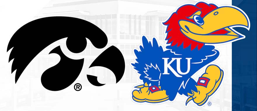 Iowa Hawkeye and Kansas Jayhawks logo