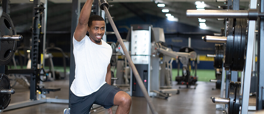 athlete working out at the sanford fieldhouse