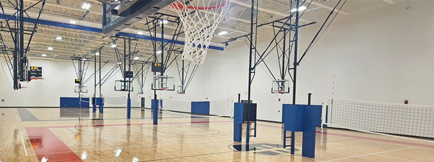 Basketball and volleyball courts at the The Fargo Parks Sports Center at the Sanford Sports Complex