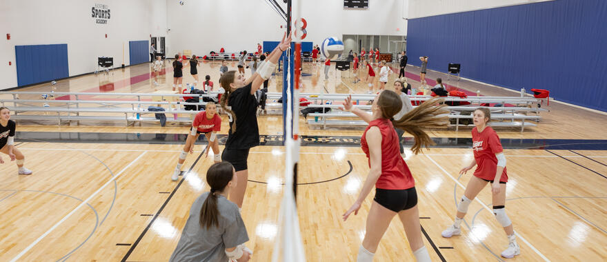 Girls playing volleyball