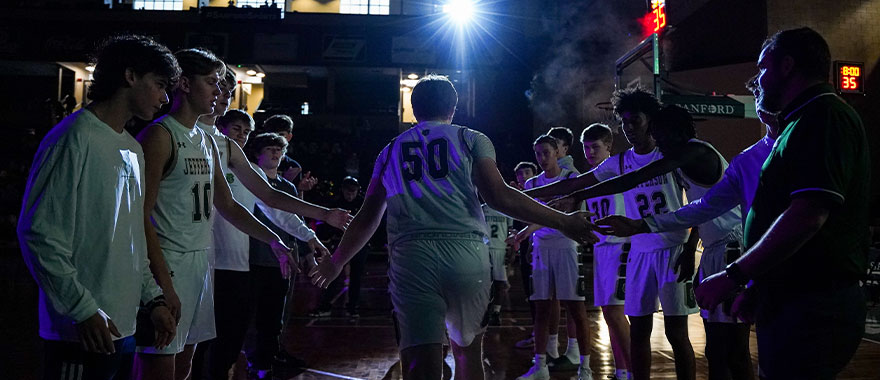 Basketball game announcing line ups