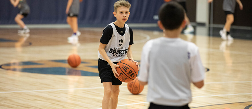 Sanford Sports Academy athlete at basketball practice