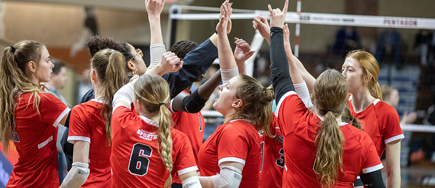 Image of volleyball players at the Sanford Sports Academy celebrating