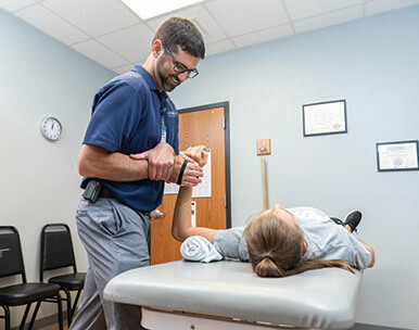 Sanford Sports Physical Therapist works with an athlete