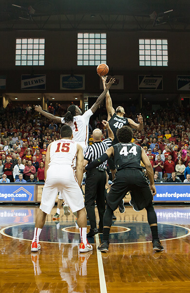 Tip off of Iowa State vs Colorado